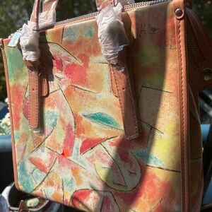 Abstract Multicolor Genuine Leather Women's purse bag ICON